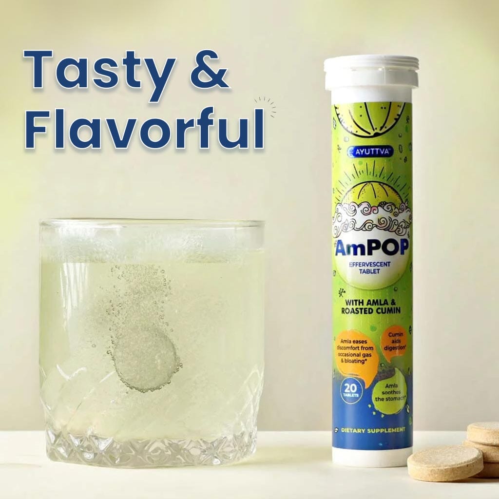 AmPOP for Quick Relief - The Only Ayurvedic Effervescent with 1500mg Amla Extract and Roasted Cumin- Pack of 2 Supplements Ayuttva