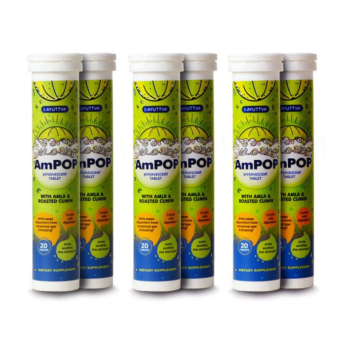 AmPOP for Quick Relief - The Only Ayurvedic Effervescent with 1500mg Amla Extract and Roasted Cumin- Pack of 3 Supplements Ayuttva