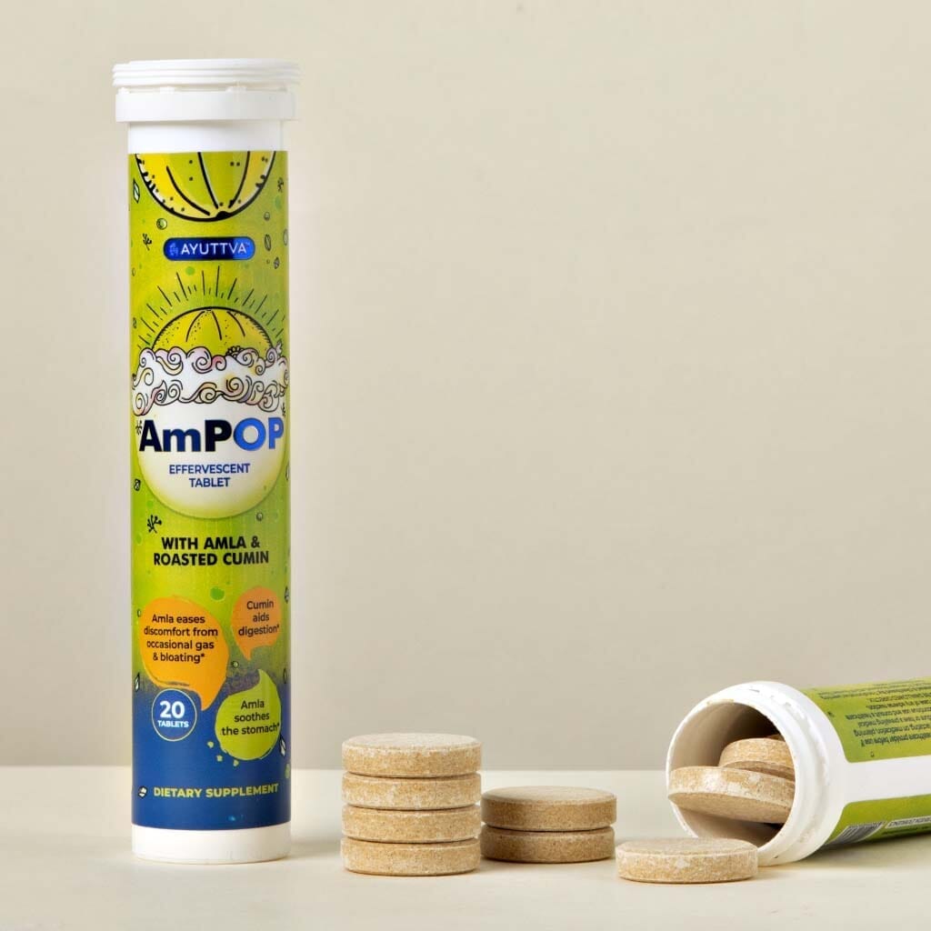 AmPOP for Quick Relief - The Only Ayurvedic Effervescent with 1500mg Amla Extract and Roasted Cumin- Pack of 3 Supplements Ayuttva