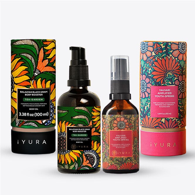 Black Gram Face & Body Duo With Tea-Garden Blend - Best Ayurvedic Moisturizers for Dry Skin Beauty set iYURA