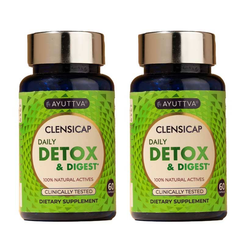 Clensicap - Daily Detox Supplement for Improved Strength, Stamina, Sleep and Digestion | Pack of 2 Supplements Ayuttva