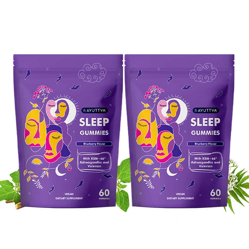 Nighttime Retreat Bundle for Women - Sleep gummies (Pack of 2) + Manjish Glow Elixir - Ayurvedic Night-Time Face Oil Beauty set The Ayurveda Experience