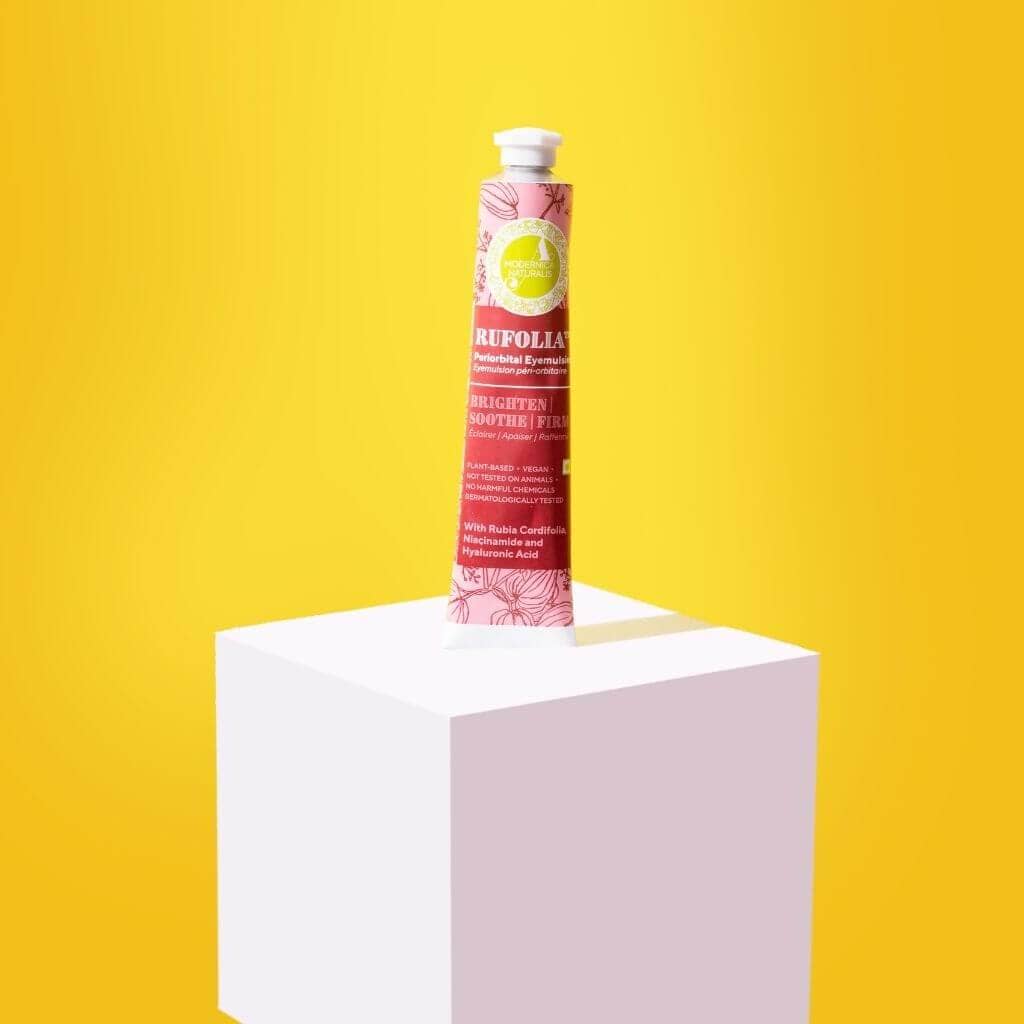 Rufolia Periorbital Eyemulsion - Brighten, Soothe & Firm Under-Eyes with Manjistha, Aloe Vera, Niacinamide & Hyaluronic Acid Eye Cream A Modernica Naturalis