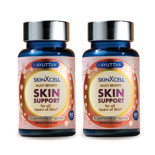 SkinXcell - Multi Benefit Skin Support For ALL Layers | VEGAN Collagen Booster - Pack of 2 Supplements Ayuttva