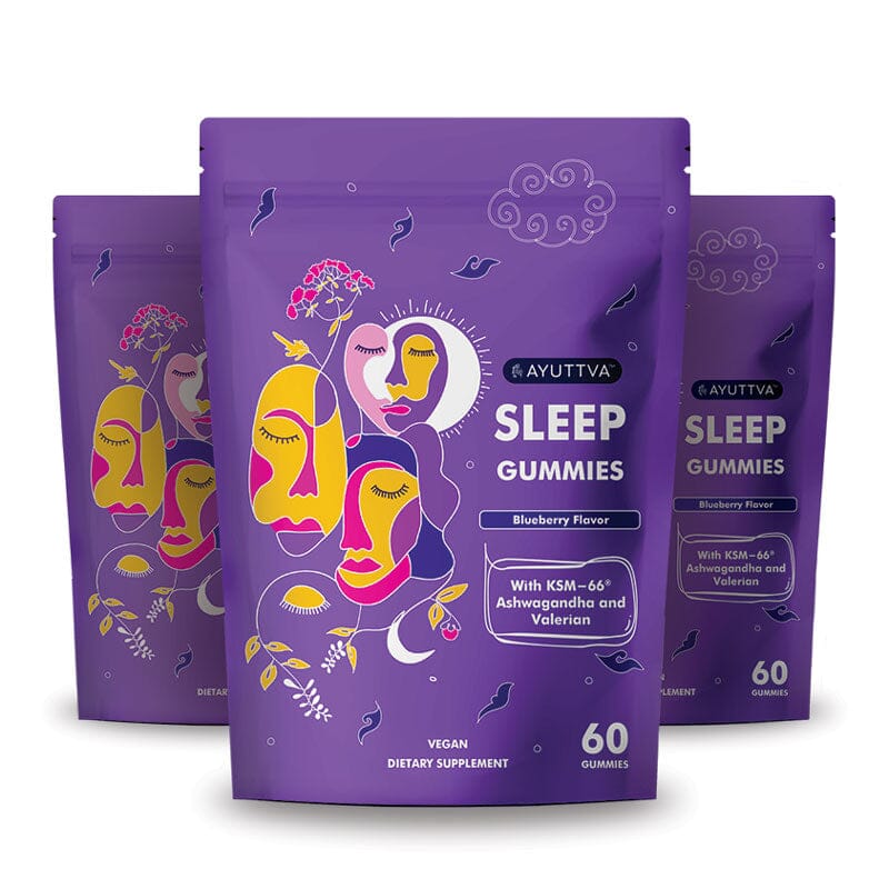 Sleep Gummies with KSM 66 Ashwagandha and Valerian Root for Blissful Sleep - Pack of 3 Supplements Ayuttva