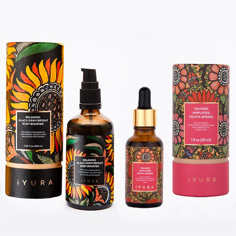Black Gram Face &amp; Body Duo || Best Moisturizers for Dry Skin, Aging Skin and Mature Skin - Natural Skincare for Glowing Skin || Beauty set iYURA 
