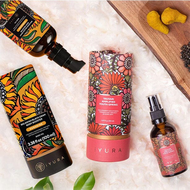 Black Gram Face &amp; Body Duo With Sunshine Blend - Best Ayurvedic Moisturizers for Dry Skin Beauty set iYURA 