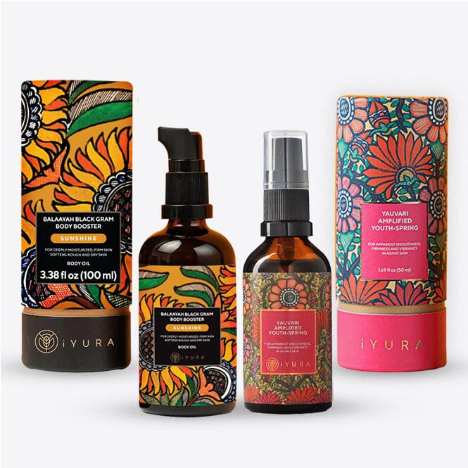 Black Gram Face &amp; Body Duo With Sunshine Blend - Best Ayurvedic Moisturizers for Dry Skin Beauty set iYURA 