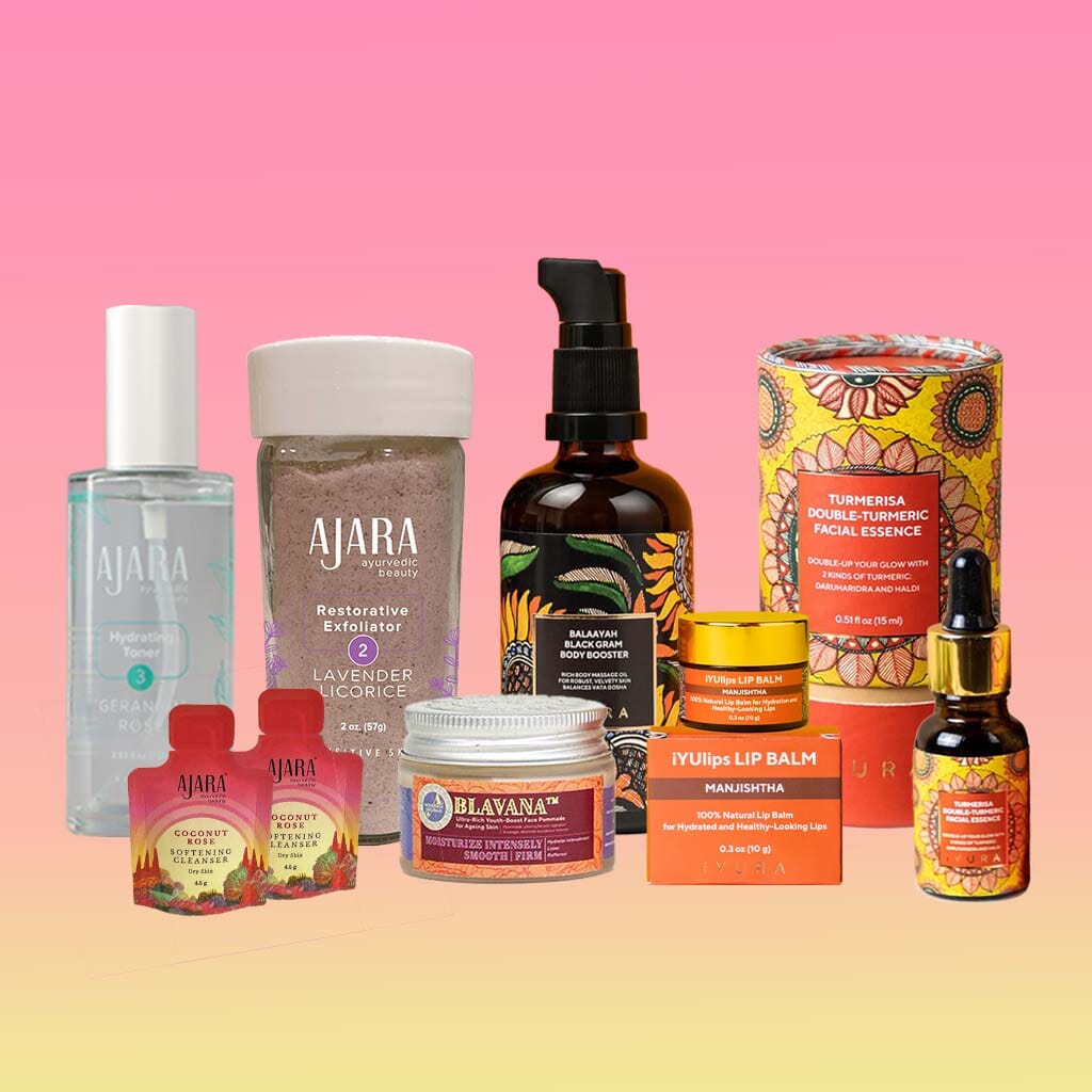 Holiday Glow Routine - A Perfectly Curated Bundle of 7-Bestsellers in Face &amp; Body Care Beauty set The Ayurveda Experience 