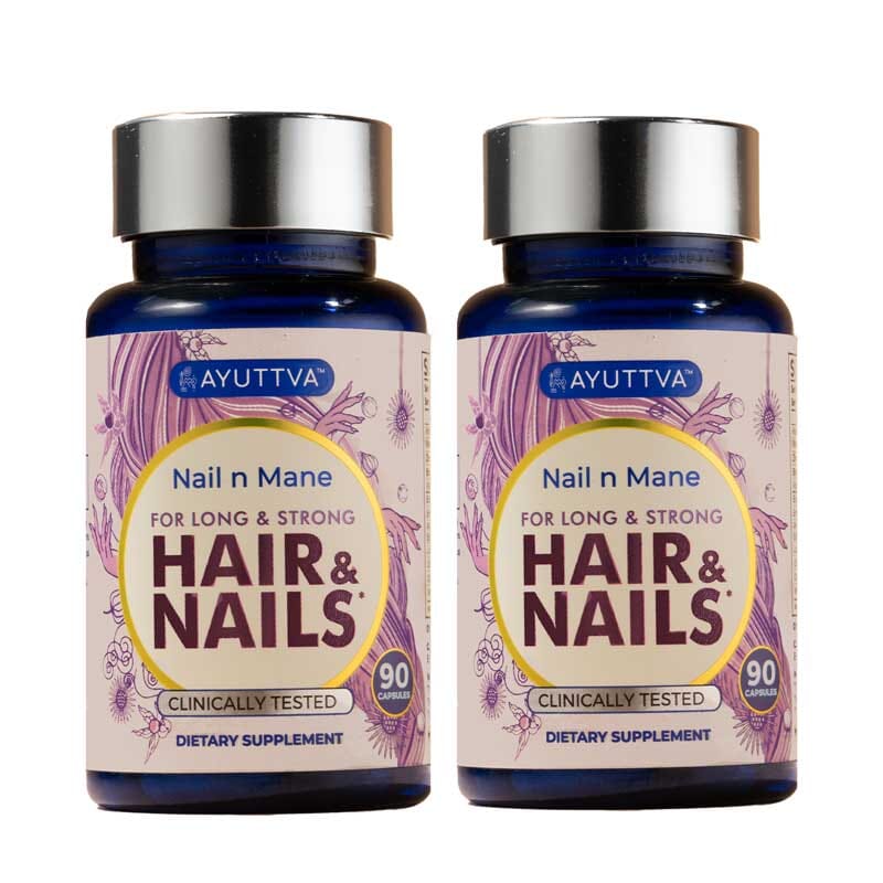 Nail n Mane:- Ayurvedic Supplement for Healthy, Strong and Lustrous Hair and Nails - Pack of 2 Supplements Ayuttva 