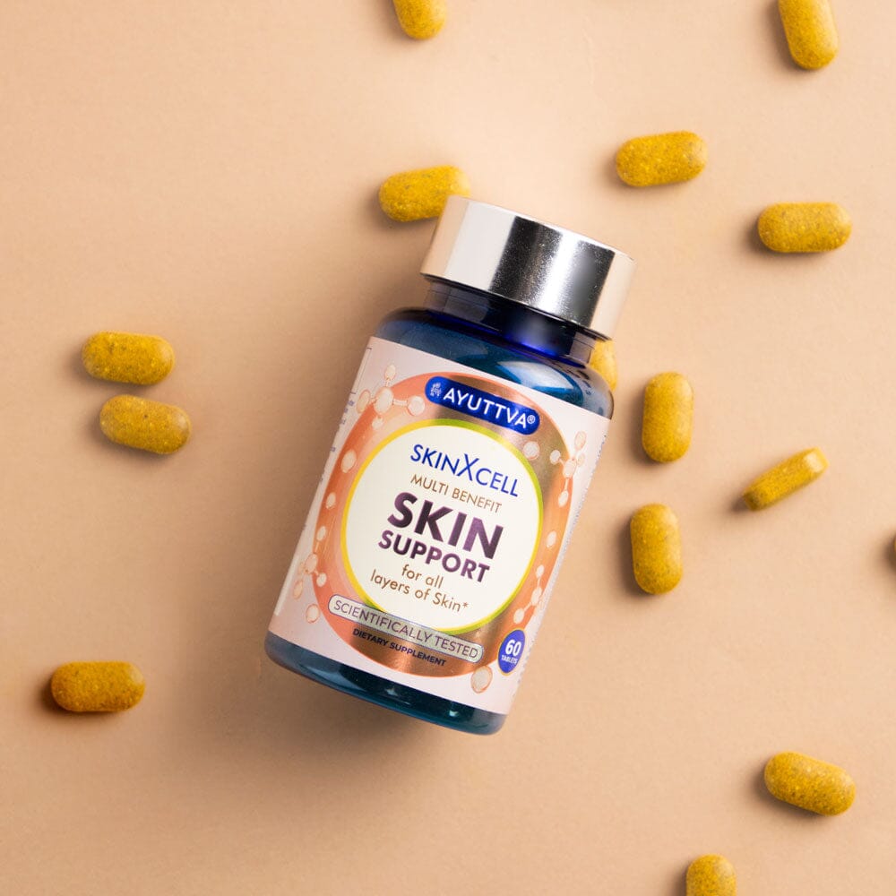 SkinXcell : Multi Benefit Skin Support For ALL Layers | VEGAN Collagen Booster - Pack of 3 Supplements Ayuttva 